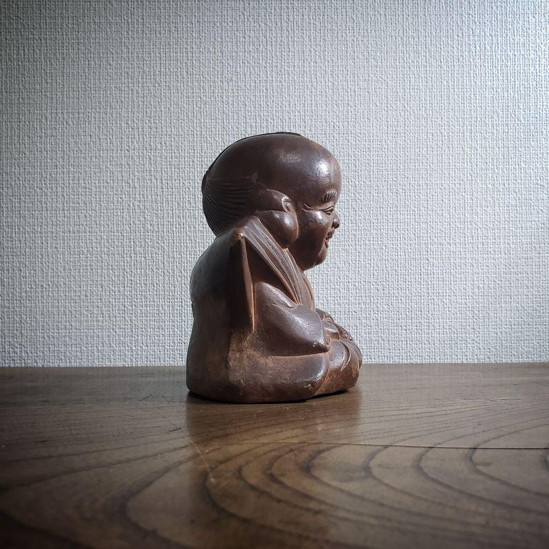 福助　古備前　貯金箱　縁起物　アンティーク　昭和レトロ　骨董品　明治　大正