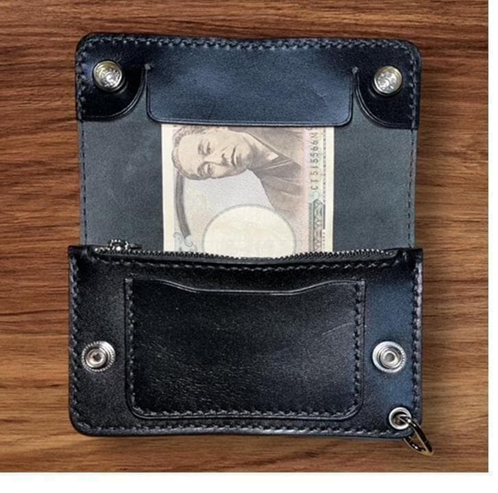 まりりん ⑤ミドルトラッカーウォレット/栃木レザー/シルバ/小判カンシルバ