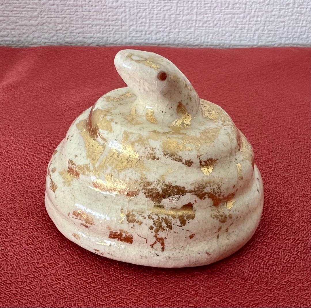 京焼 六代 清水六兵衛 干支 巳玉置物 共箱 共布有り 縁起物