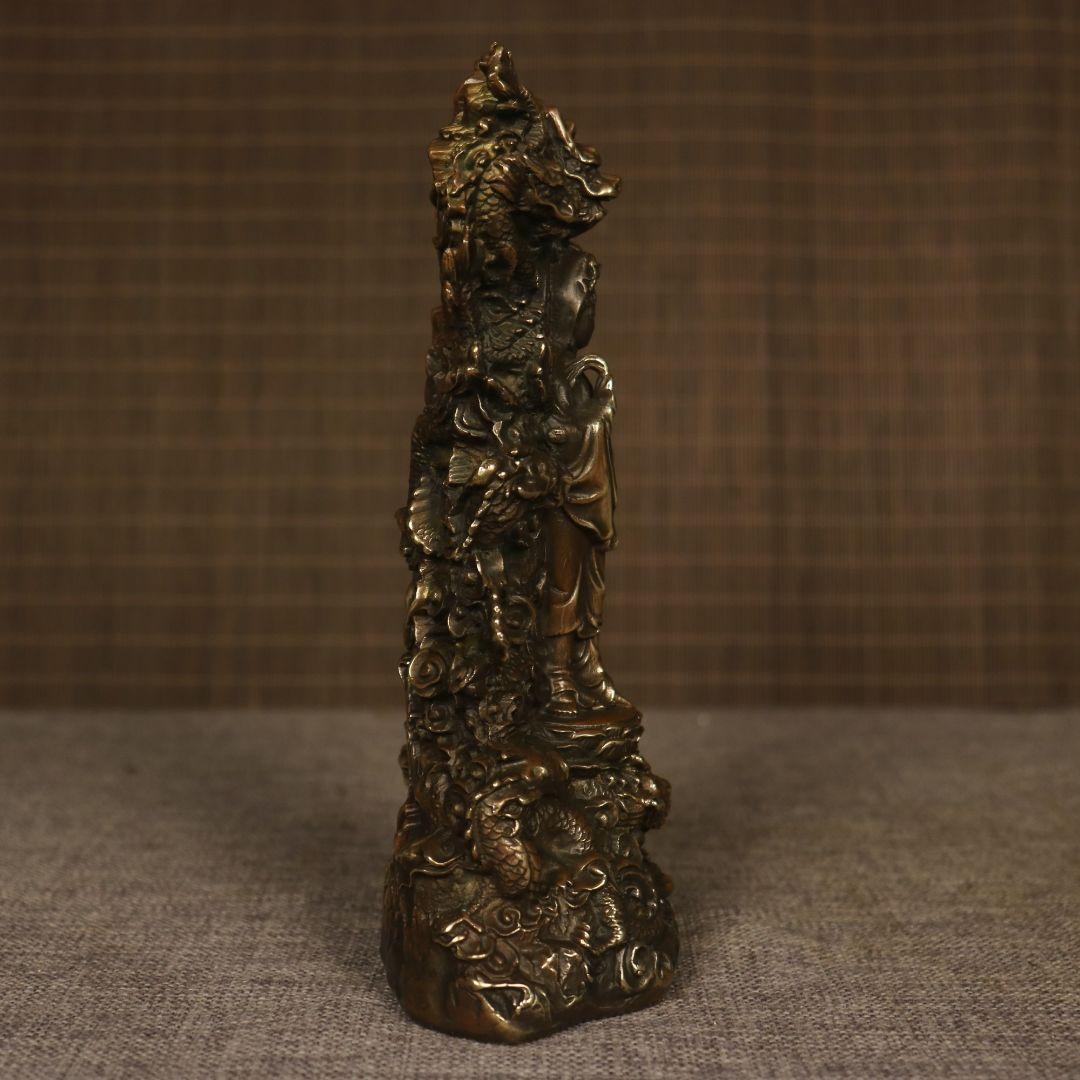 仏教美術 仏像 九龍観音 乗竜観音 銅製 仏像 彫刻 置物 開運 風水