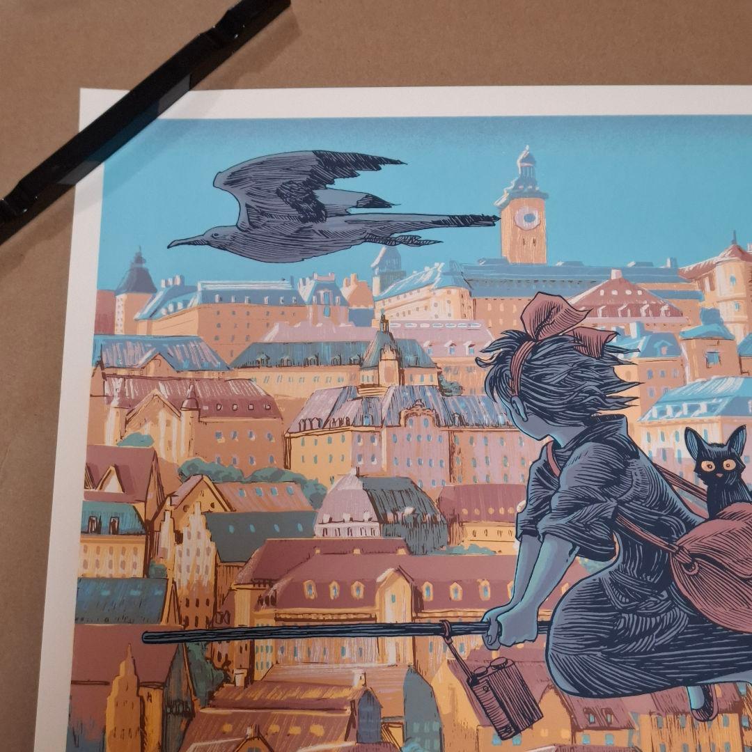 激レア 魔女の宅急便 キキ ジジ シルクスクリーン ポスター サイン入り ジブリ