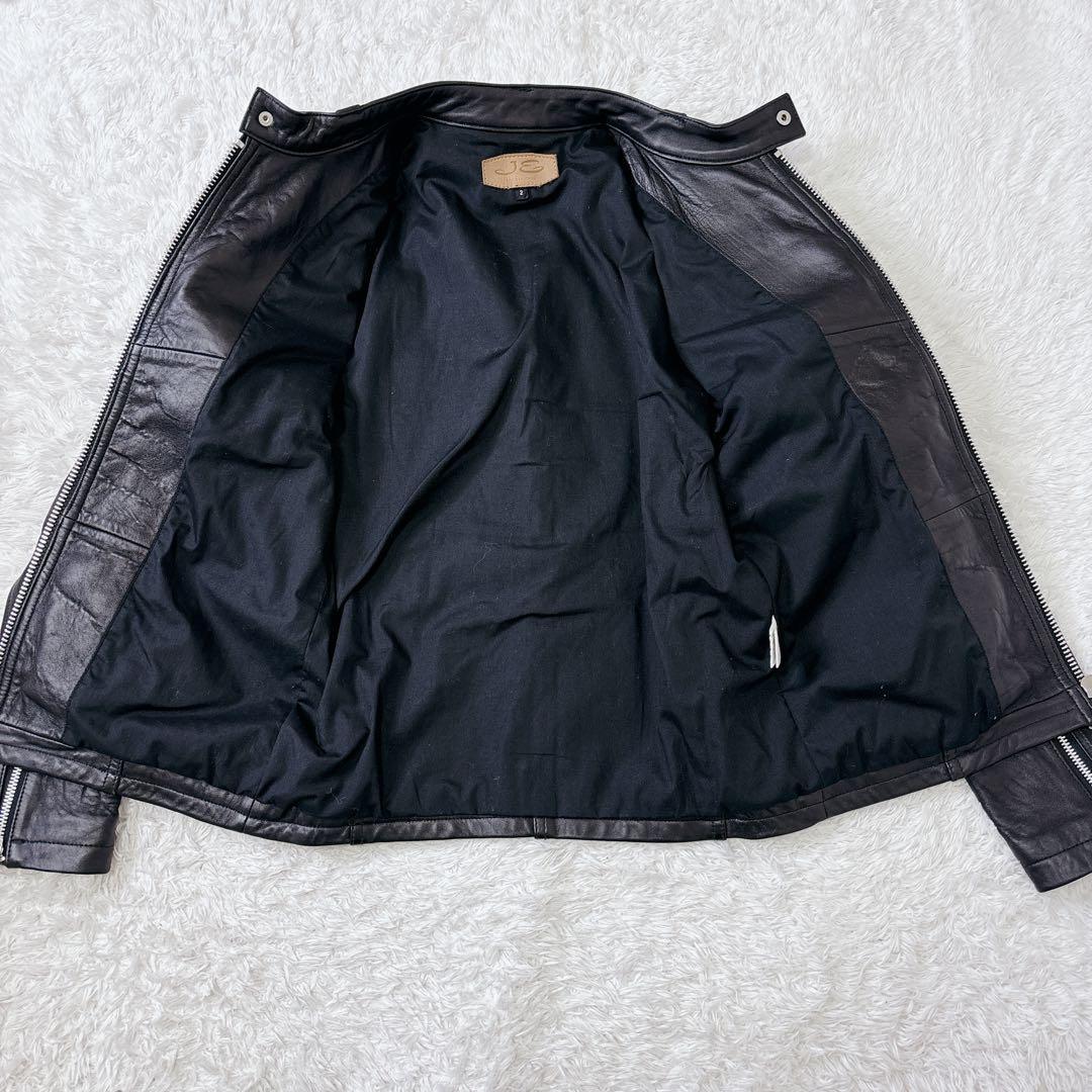 美品　ジャックローズ　シングルライダースジャケット　ラムレザー　ベルト　短丈　M