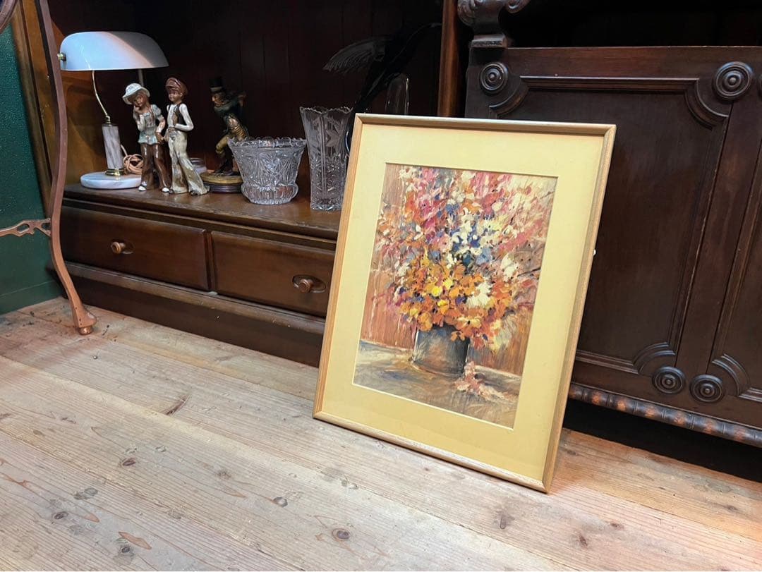 ノルブェ テーブルの花 アート 額縁 インテリア