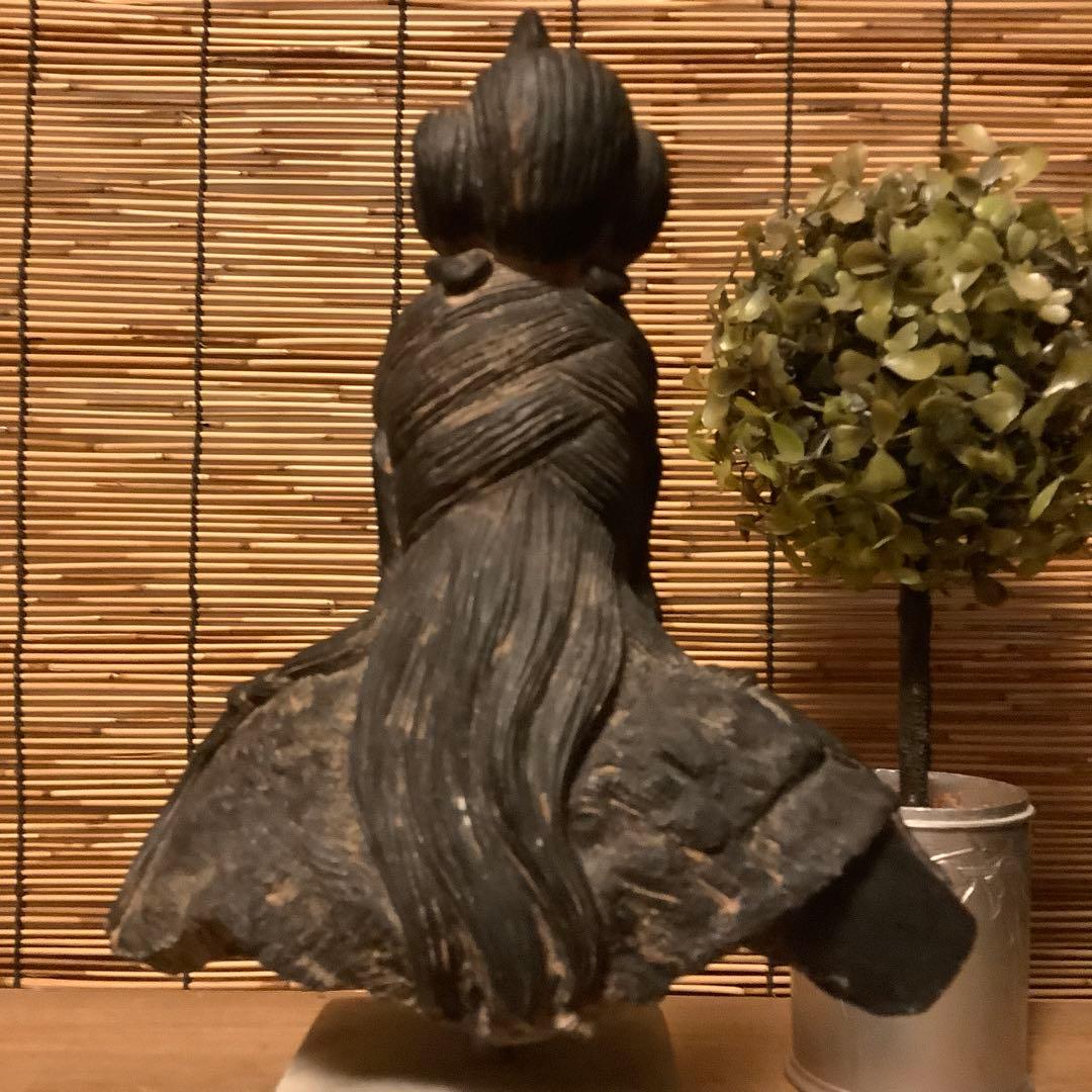 古玩・石像「観音菩薩胸像」仏教美術・観音経・般若心経・功徳・石彫り