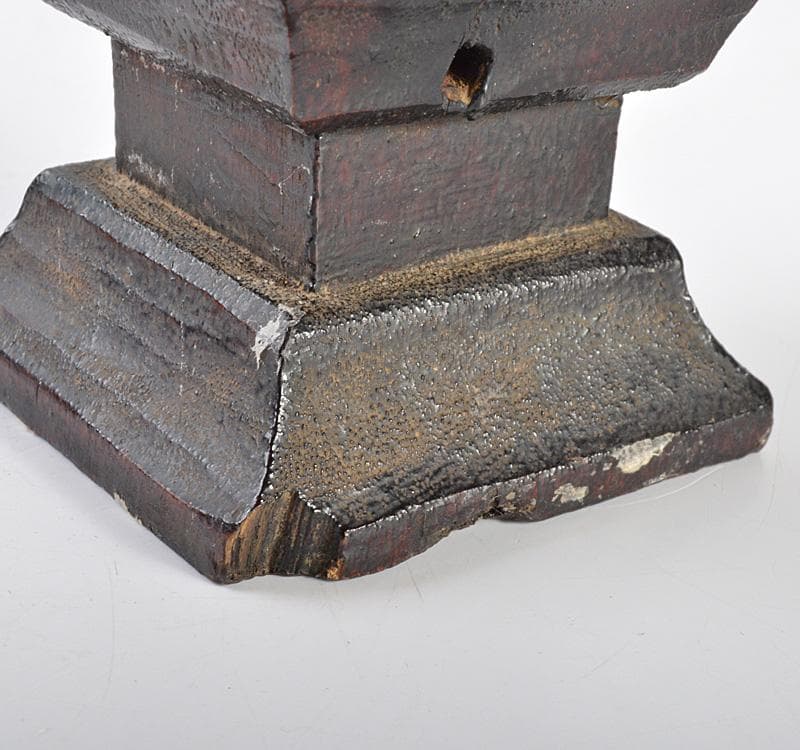 中国　唐木紫檀製　獅子鈕印材　置物　M 　R4624