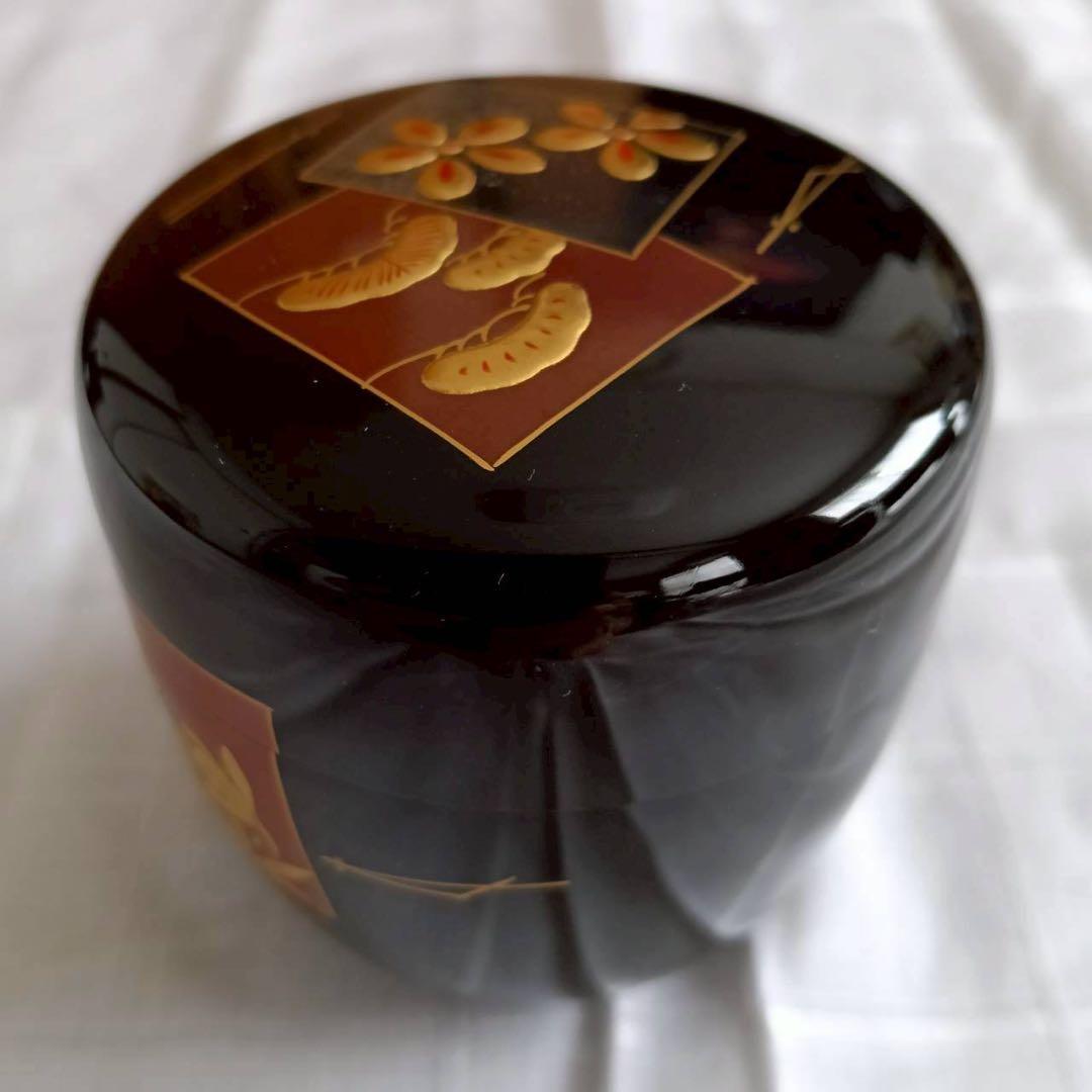 平安　宗峰作　中棗　切合口　色紙蒔絵　茶道具