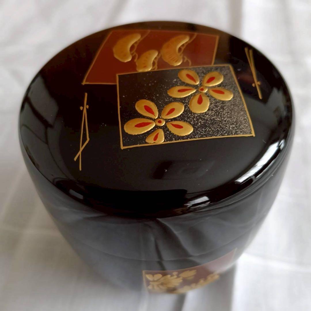 平安　宗峰作　中棗　切合口　色紙蒔絵　茶道具