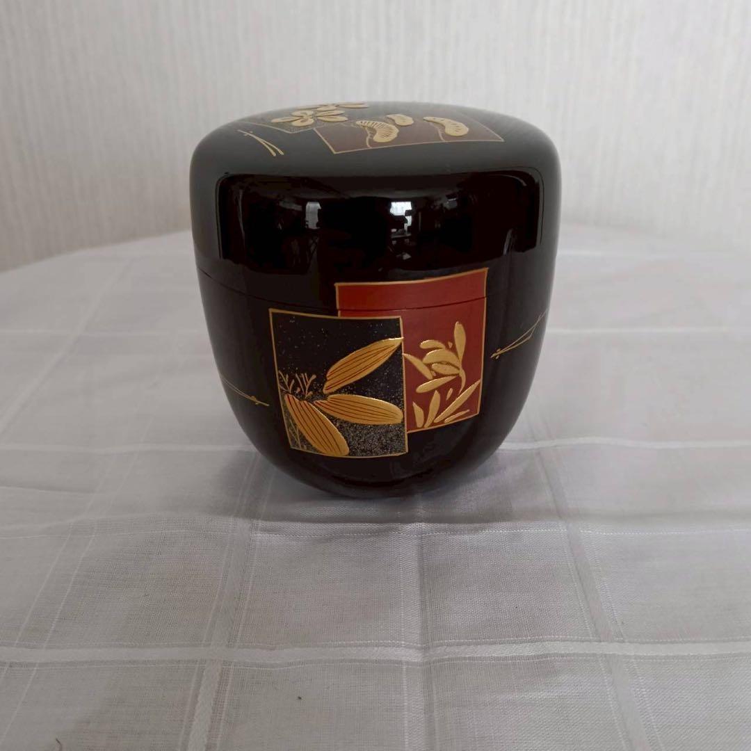 平安　宗峰作　中棗　切合口　色紙蒔絵　茶道具