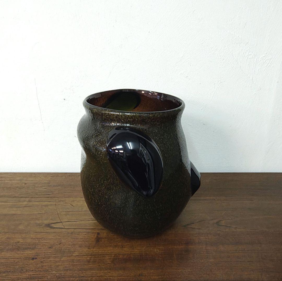 【稲嶺盛吉】泡ガラス 花器 ワインクーラー 大作