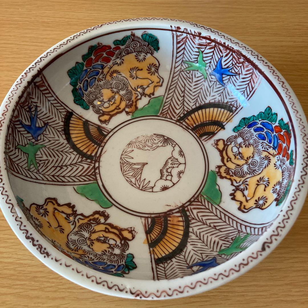 江戸末期　無名　色絵の深鉢