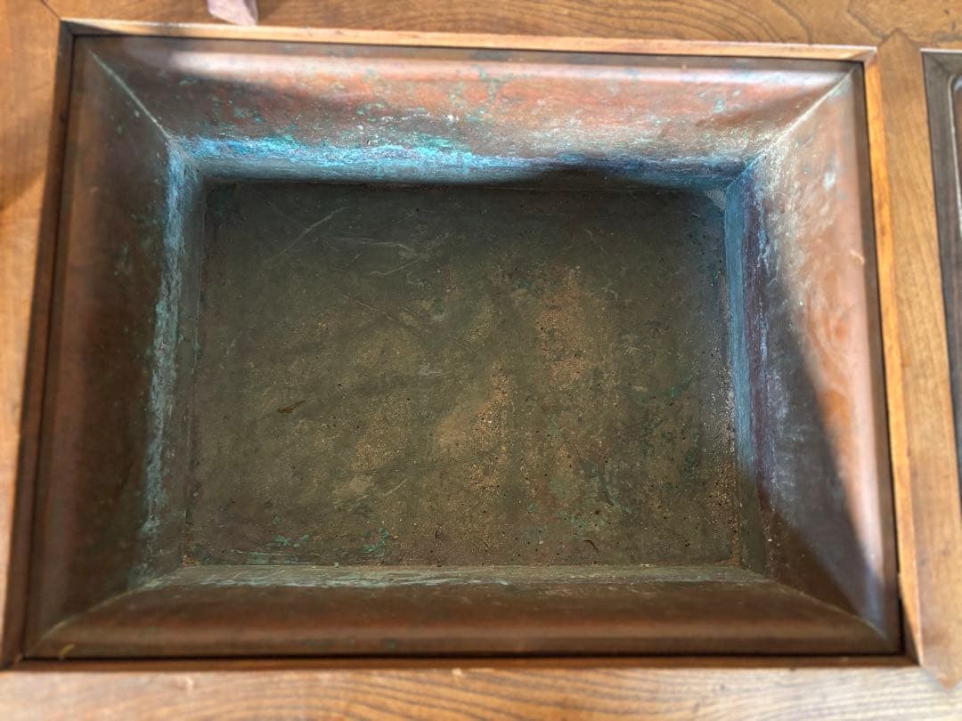 関西長火鉢　銅板落とし囲炉裏　五徳付き手炙り　古民具