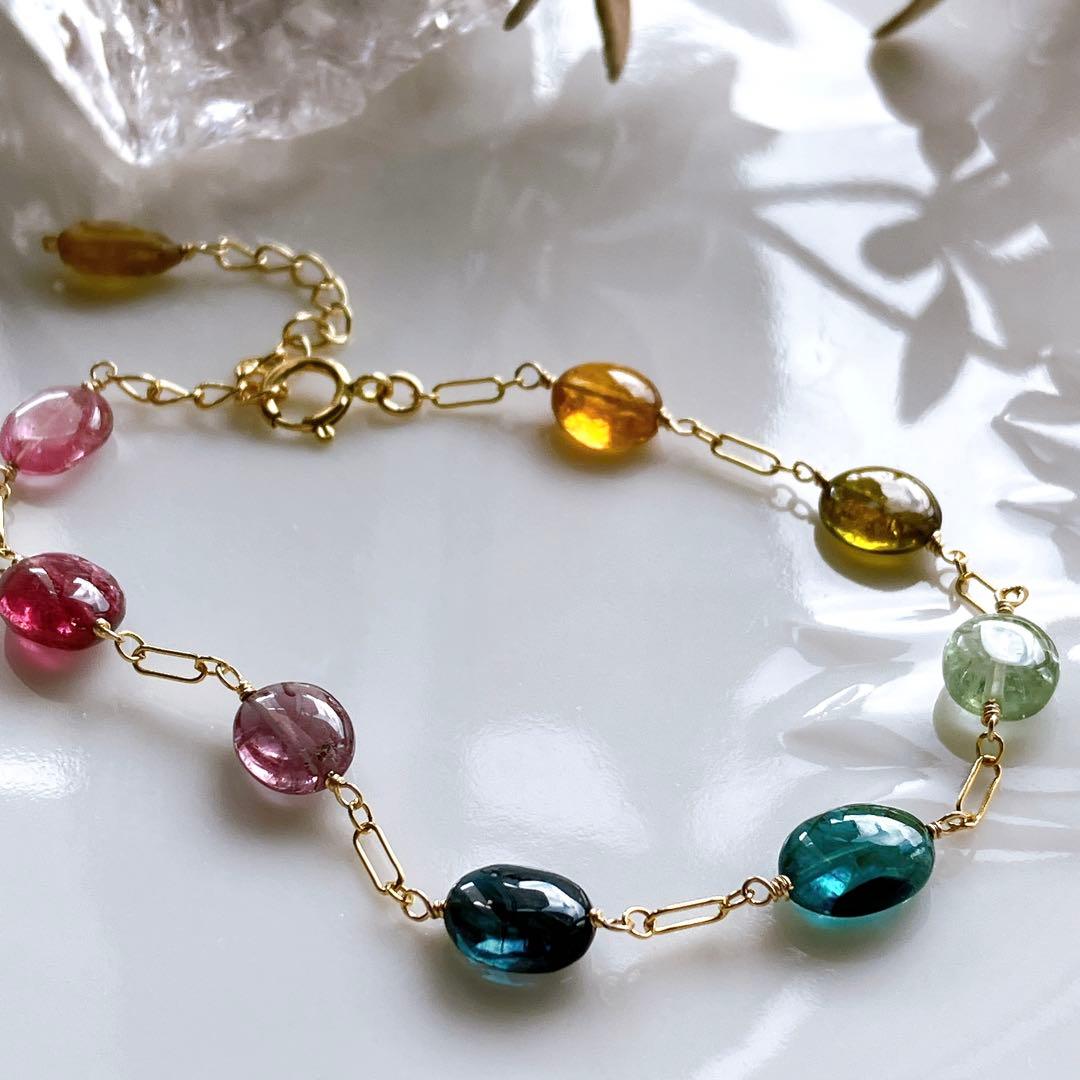 Kaya◆マルチカラートルマリンブレスレット✧14kgf