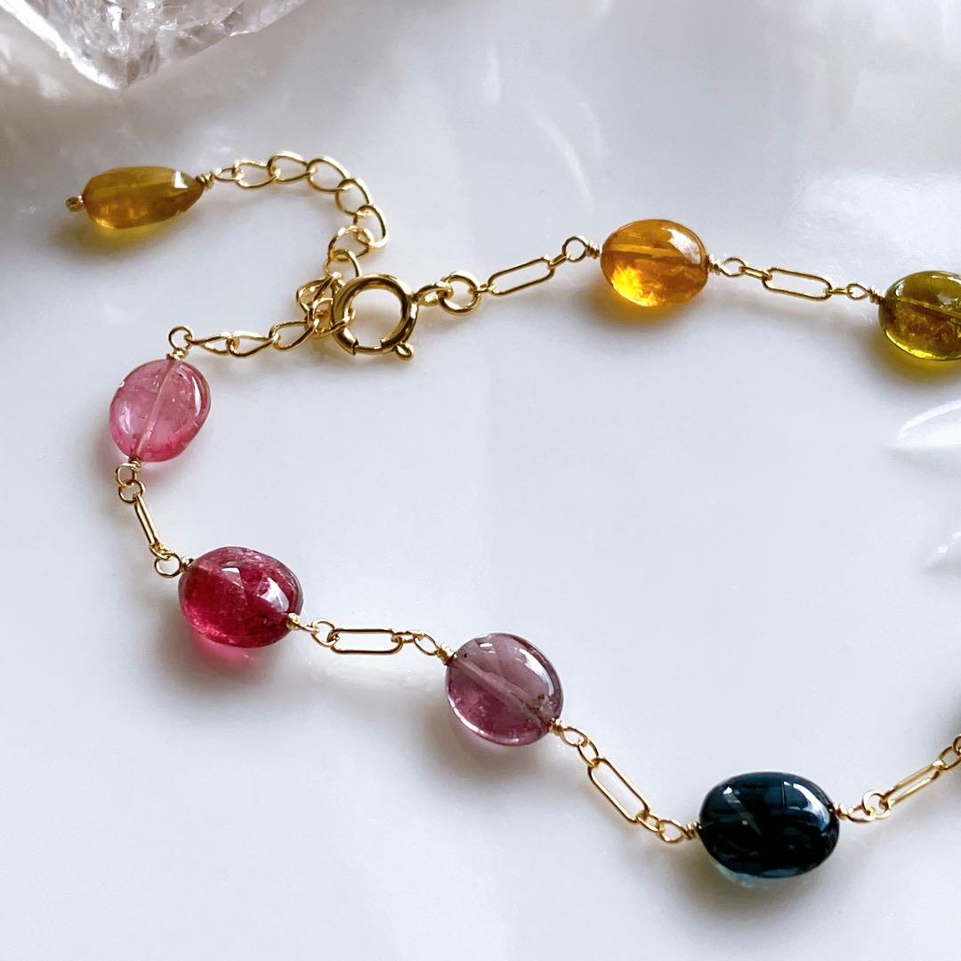 Kaya◆マルチカラートルマリンブレスレット✧14kgf