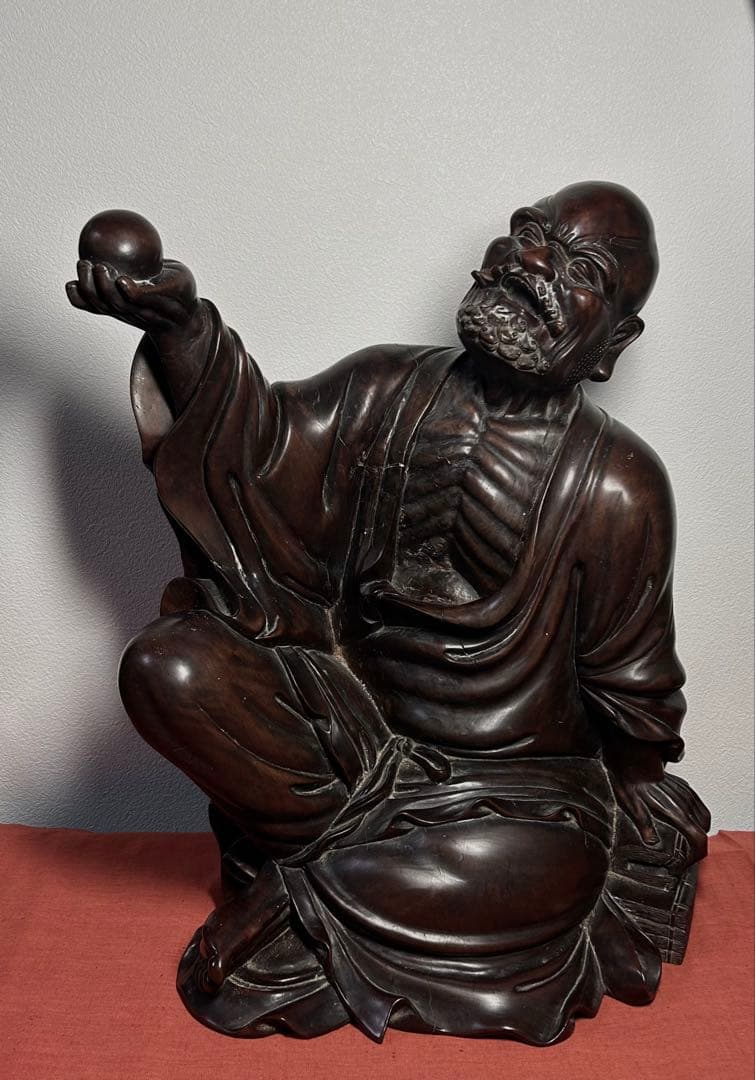 中国 時代 銘木紫檀 羅漢坐像 阿羅漢 座像 10kg 高さ43.5cm