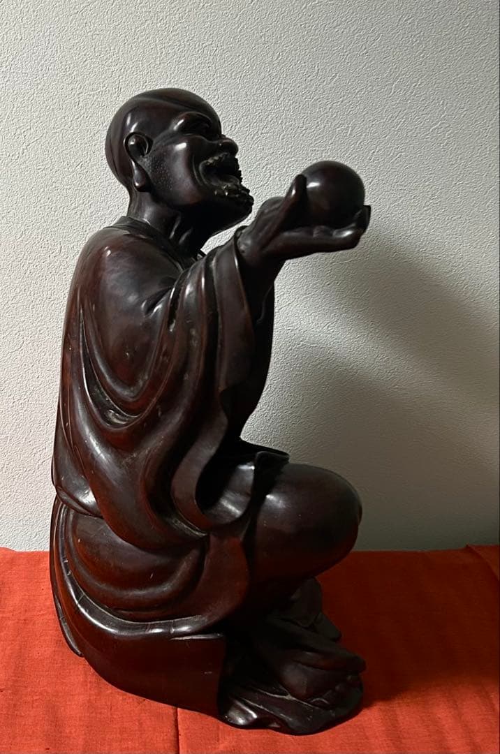 中国 時代 銘木紫檀 羅漢坐像 阿羅漢 座像 10kg 高さ43.5cm