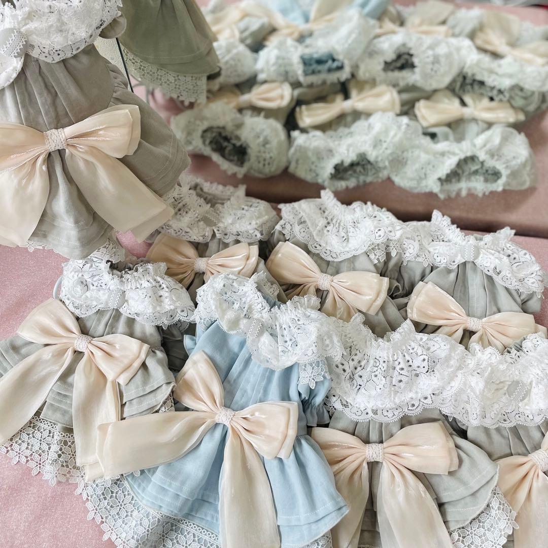 ナチュラル＆クラシカルなペチコートワンピース　つけ襟付き　犬服　ハンドメイド