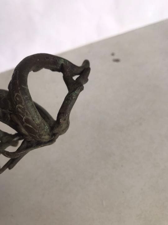 明治時期古銅金工龍置物，長13.5cm，重300克