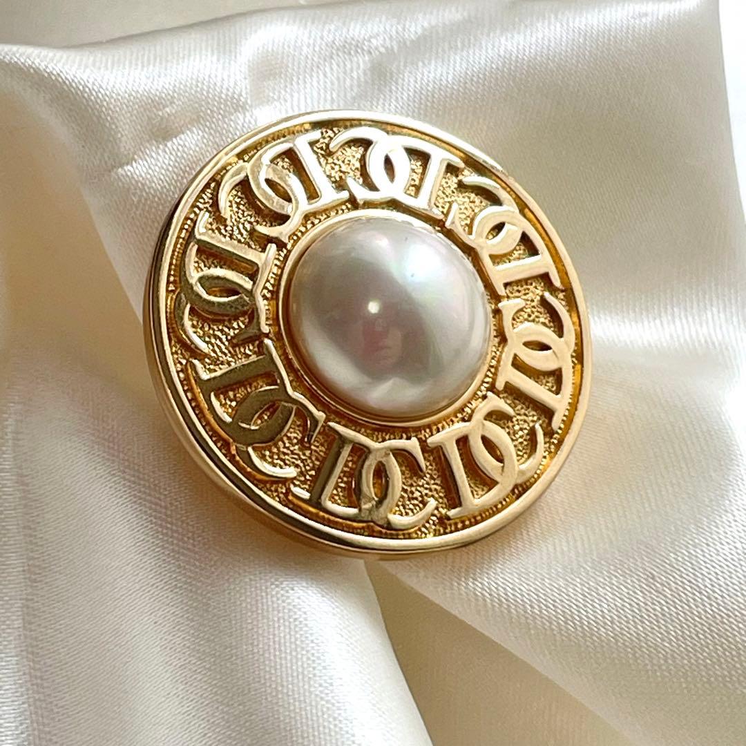 Christian Dior ディオール ブローチ ロゴ パール ヴィンテージ