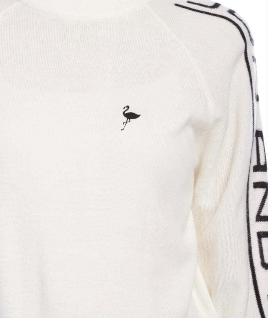 新品タグ付き　JUN&ROPE 袖ロゴモックネックプルオーバーニット　白　M