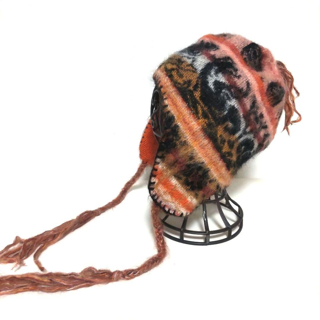 ヴィヴィアンウエストウッド ウール 耳付きニット帽 フリンジ 希少