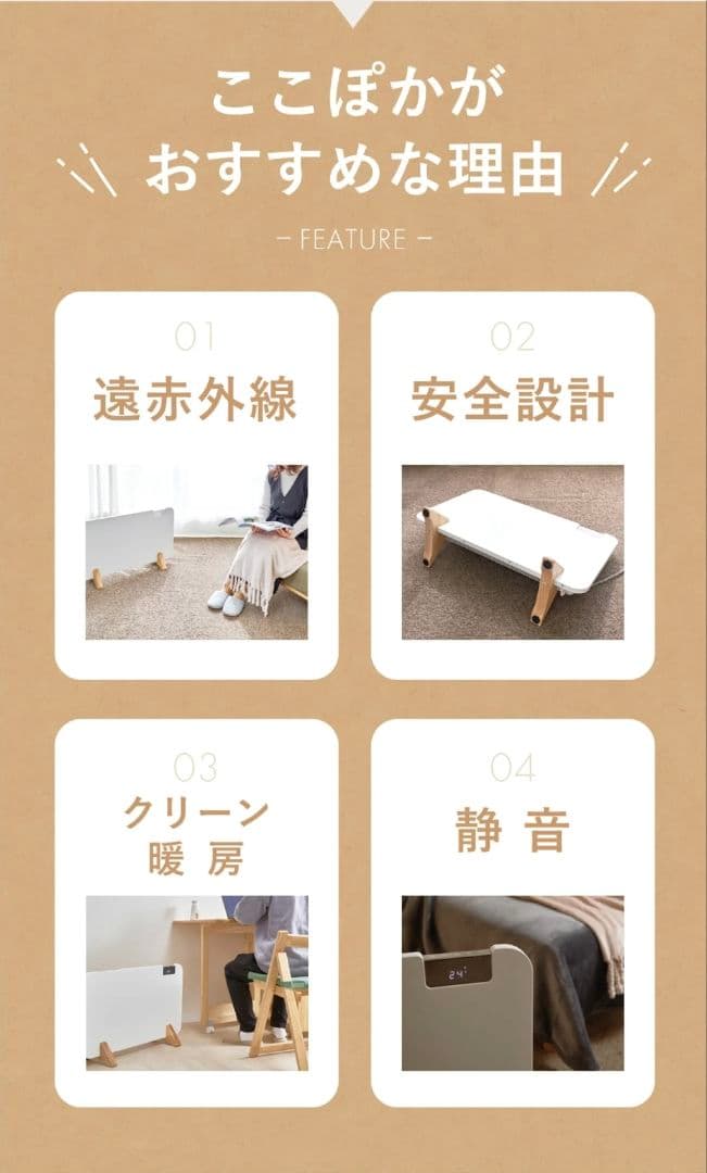 moku. ここぽか 電気ヒーター パネルヒーター