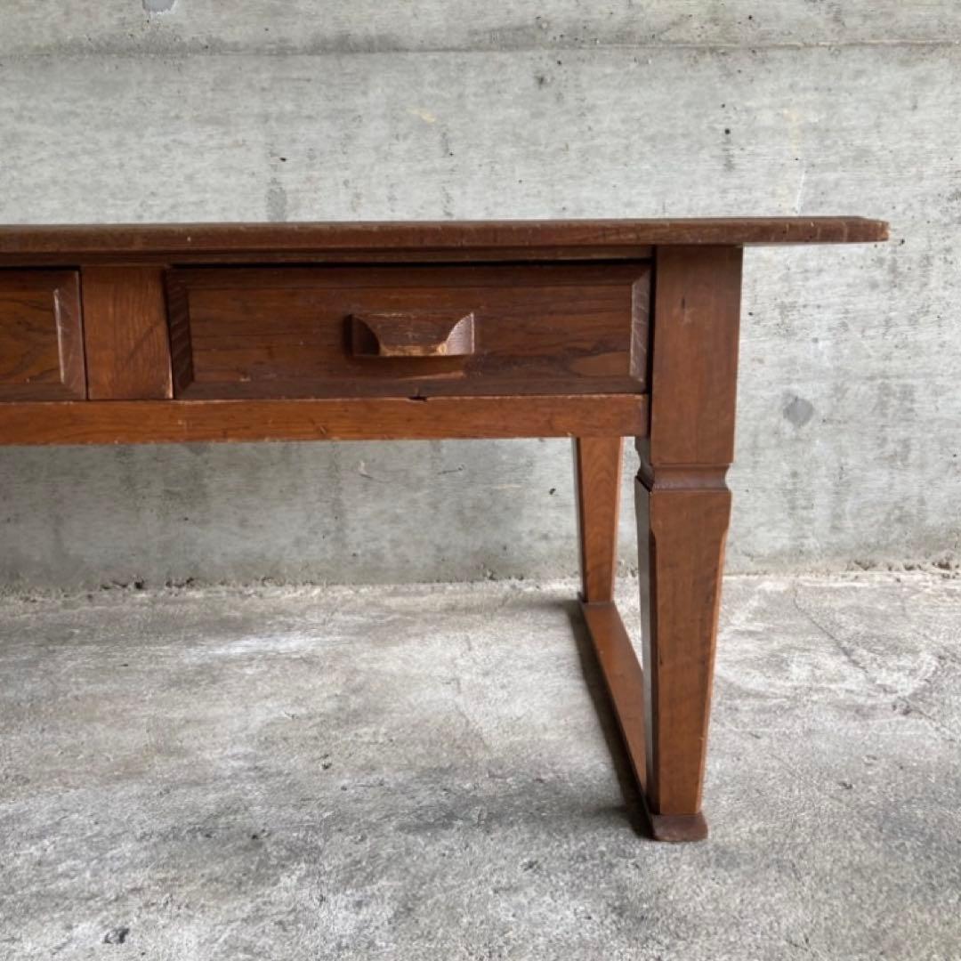 古い味のある文机 座卓 テーブル 引き出し 木製 和風 家具 古道具 レトロ