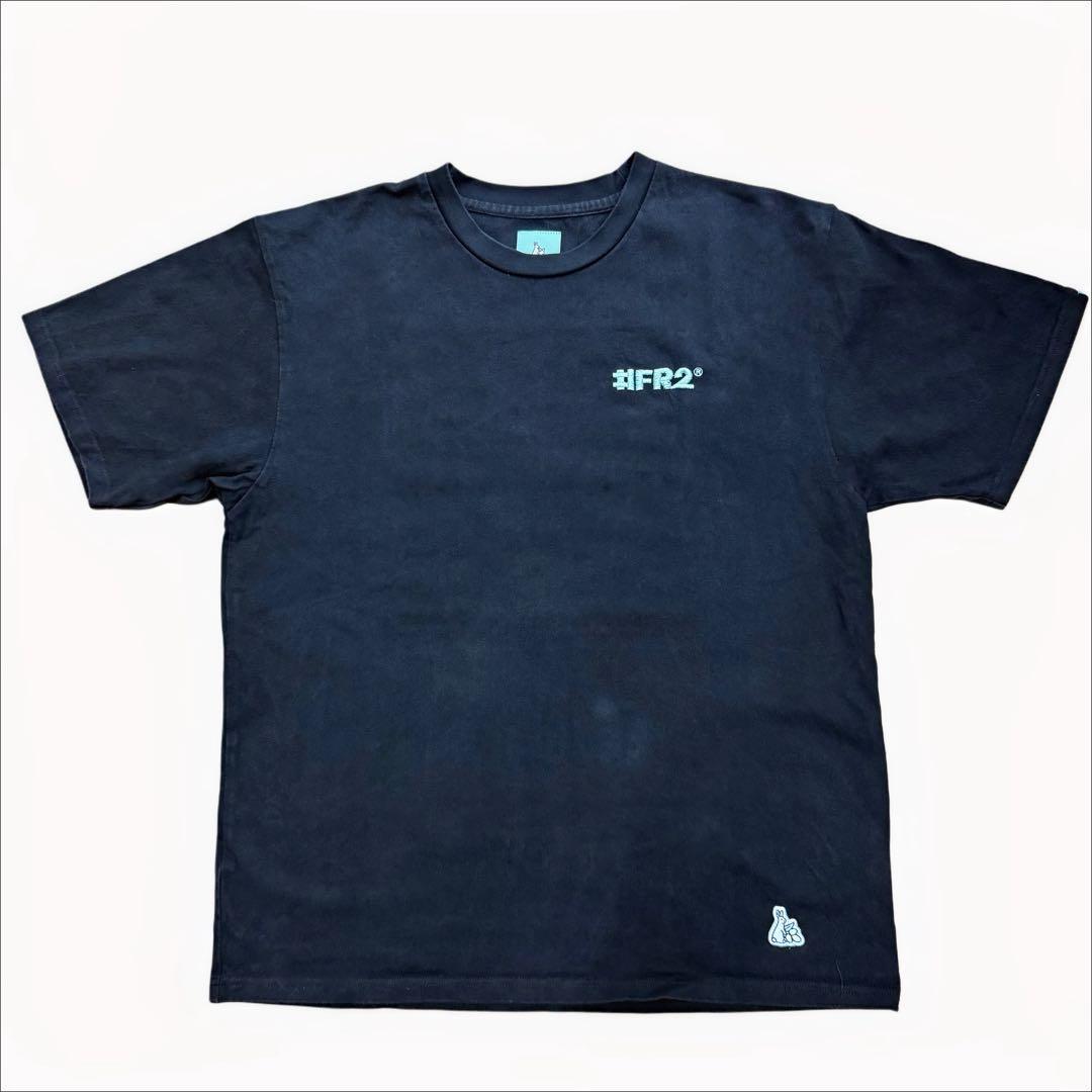 FR2月桃 パイズリー柄刺繍Tシャツ ブラックL