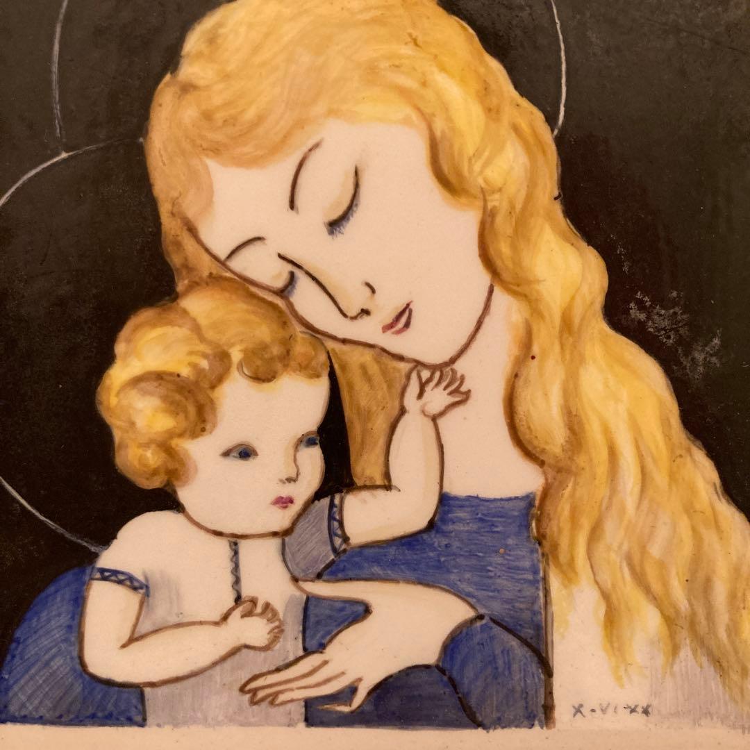 AVE MARIA 陶器アート　額縁付き　イタリア　ヴィンテージ