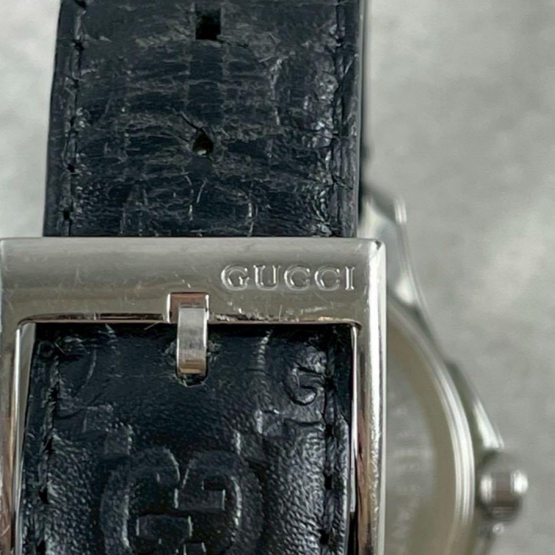 【正規品】GUCCI グッチ 腕時計 GG柄 ブラック シマレザー クォーツ 蜂