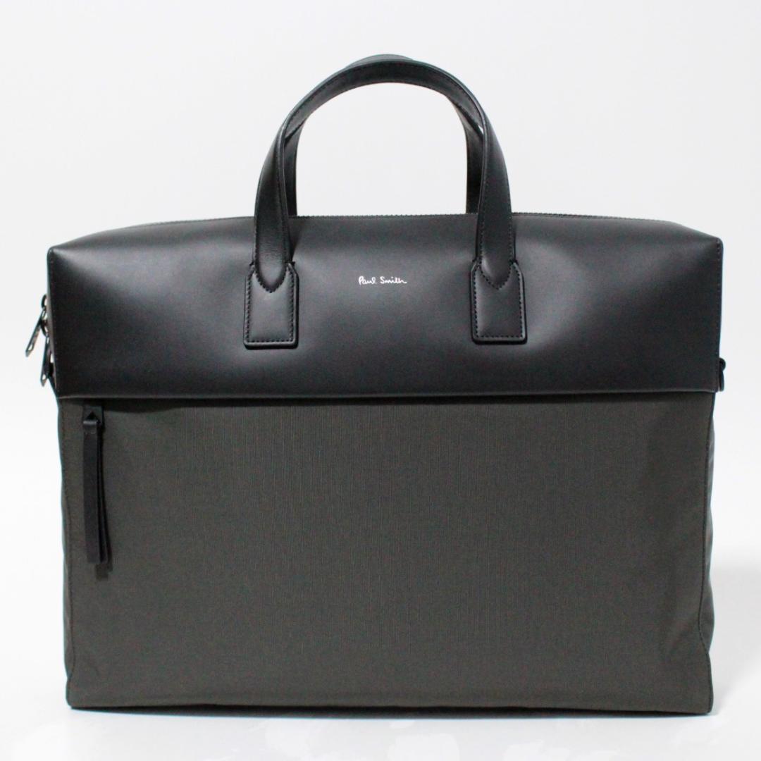 新品 ポールスミス ビジネスカジュアル 2WAY レザー ビジネスバッグ グレー