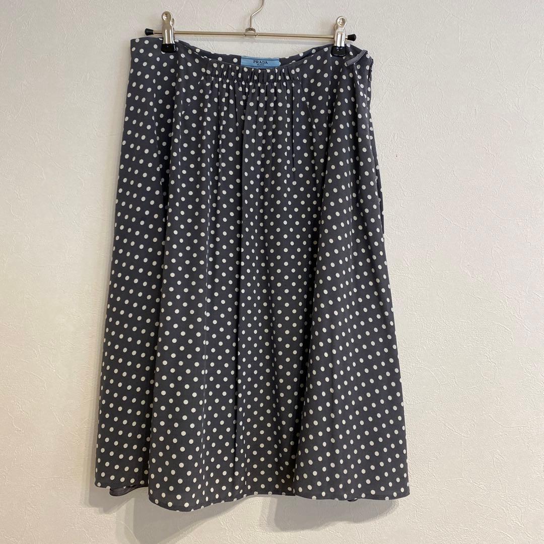 PRADA プラダ グレー水玉スカート　 サイズ42