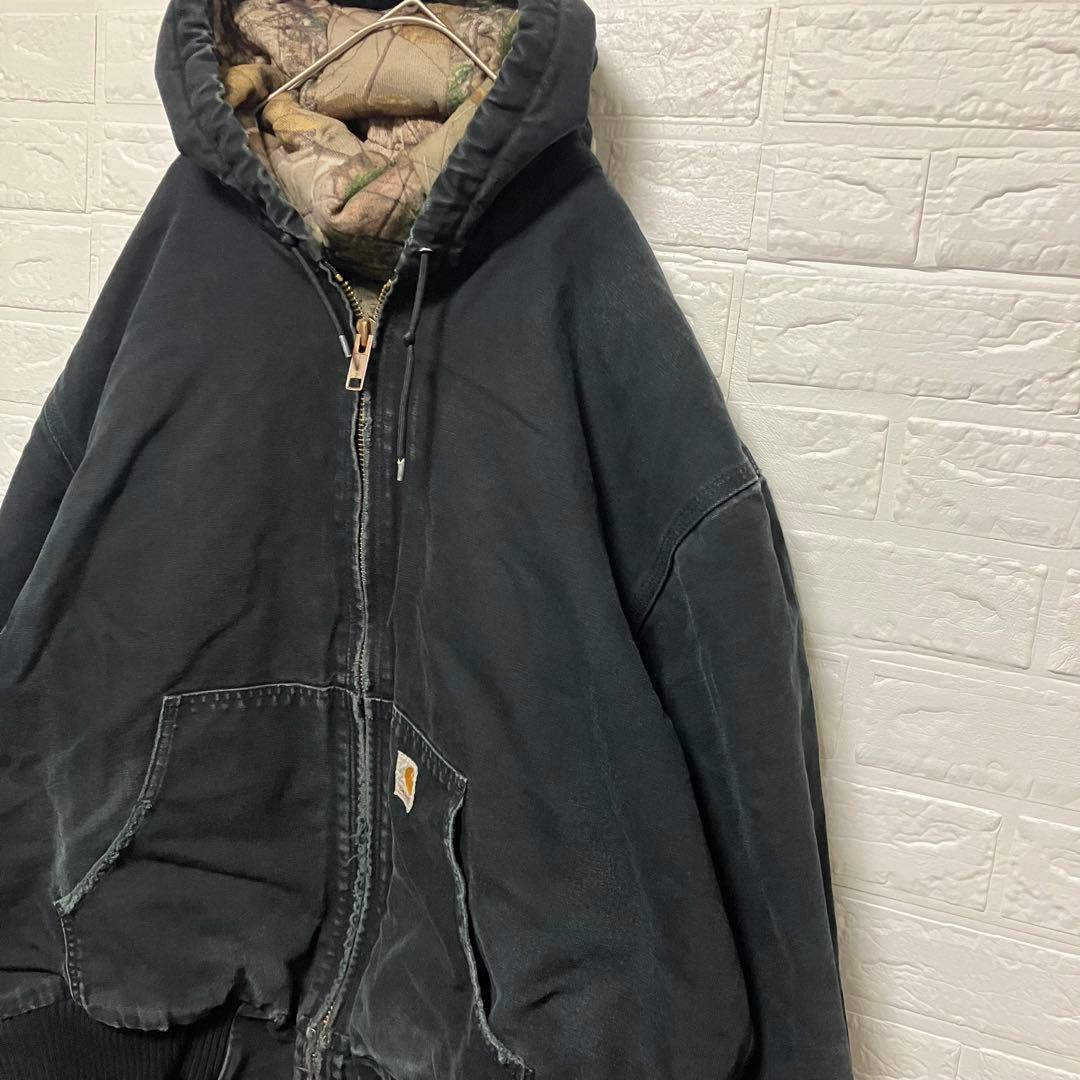 ●H14【US輸入】【ボロ】カーハート アクティブジャケット ブラック【2XL】