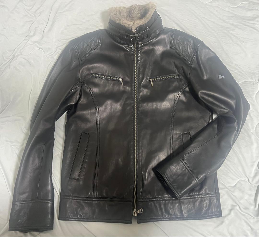 バーバリーブラックレーベル　ラムレザーライダースジャケット　ブルゾン