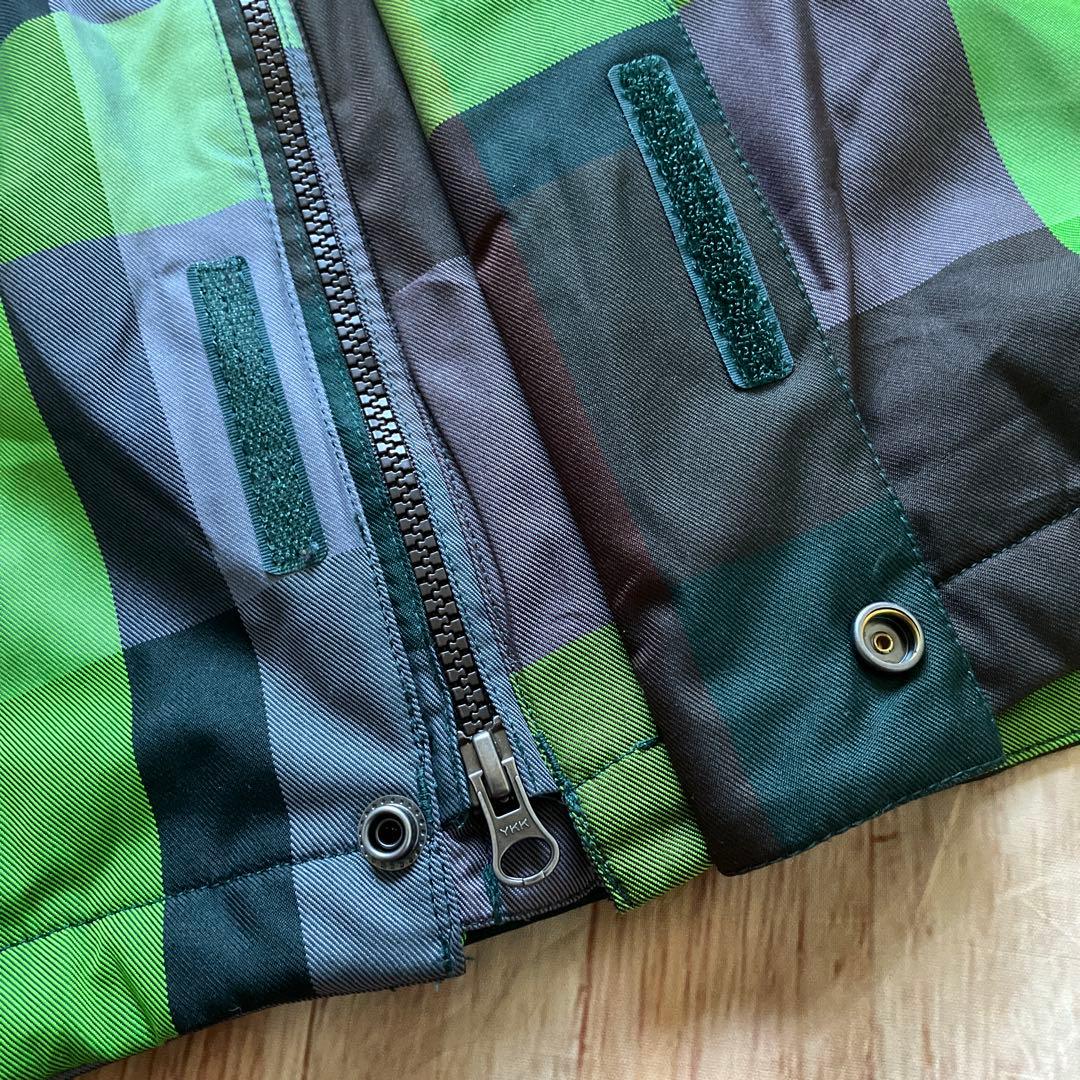 ノースフェイス スノーウェア ジャケットグリーン×ブラウン 裏地総柄 Lサイズ