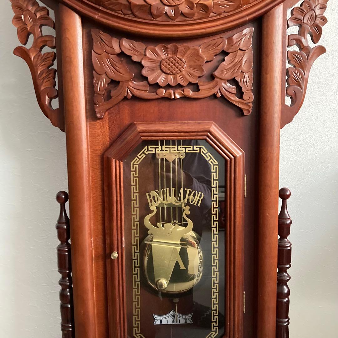 beacon 掛時計 木製 ボンボン ゼンマイ式 木彫 特大 126㎝ 貴重