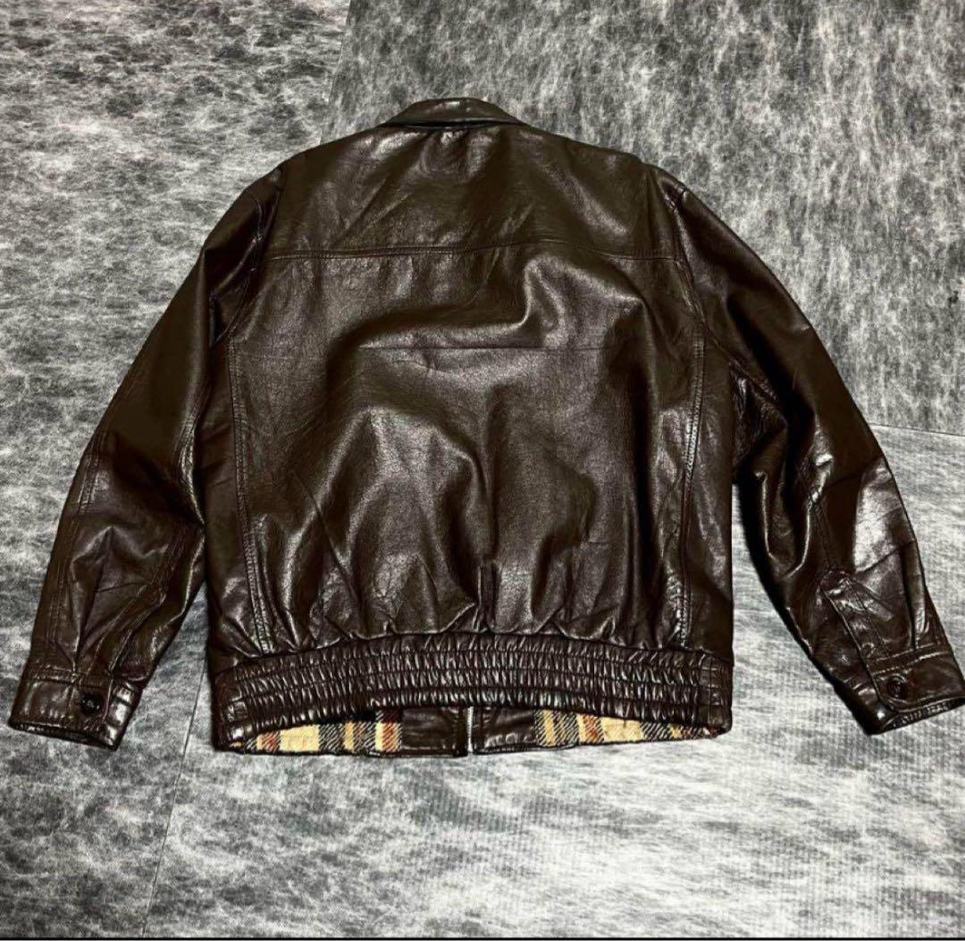 ヴィンテージ レザージャケット ダークブラウン　牛革　短丈