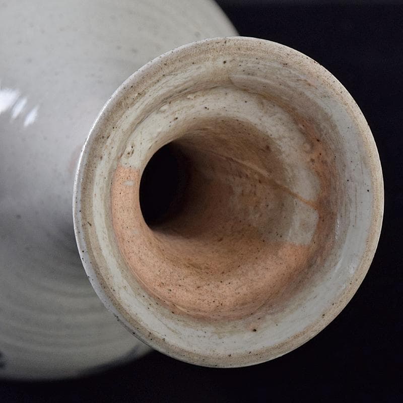 朝鮮美術　李朝　高麗白磁　染付　花文　碗口瓶　C　R8418