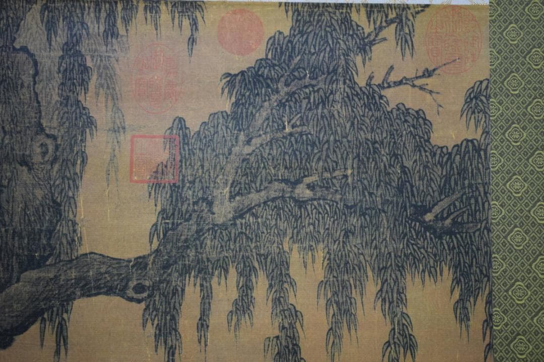 複製/宋人/柳蔭高士図/工芸/布袋屋掛軸HI-127