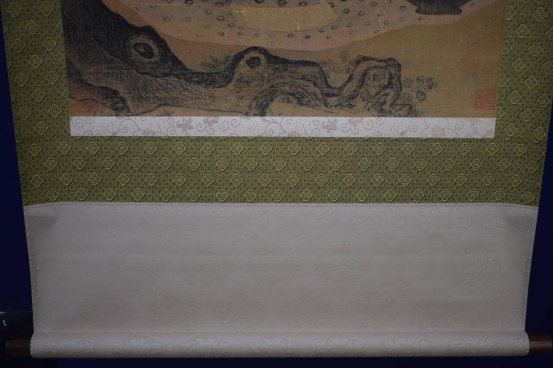 複製/宋人/柳蔭高士図/工芸/布袋屋掛軸HI-127