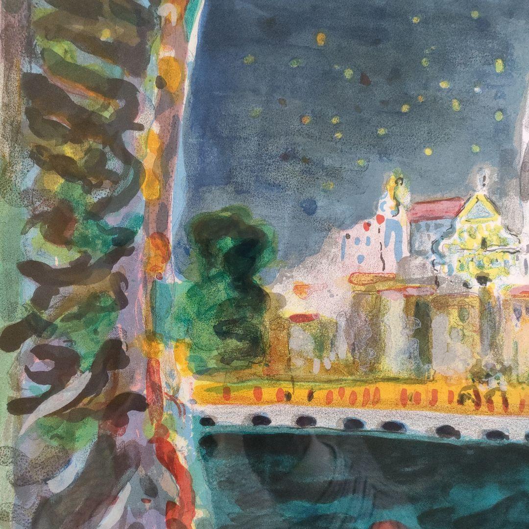 大判リトグラフ『テレスコヴィッチ　フランス マントン室内楽音楽祭』共箱付