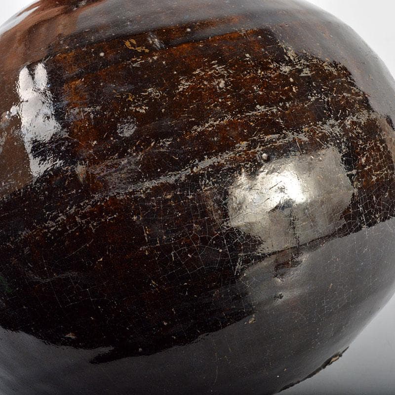 朝鮮　李朝　黒釉壷　鶴首瓶　時代箱付　M　R4425B