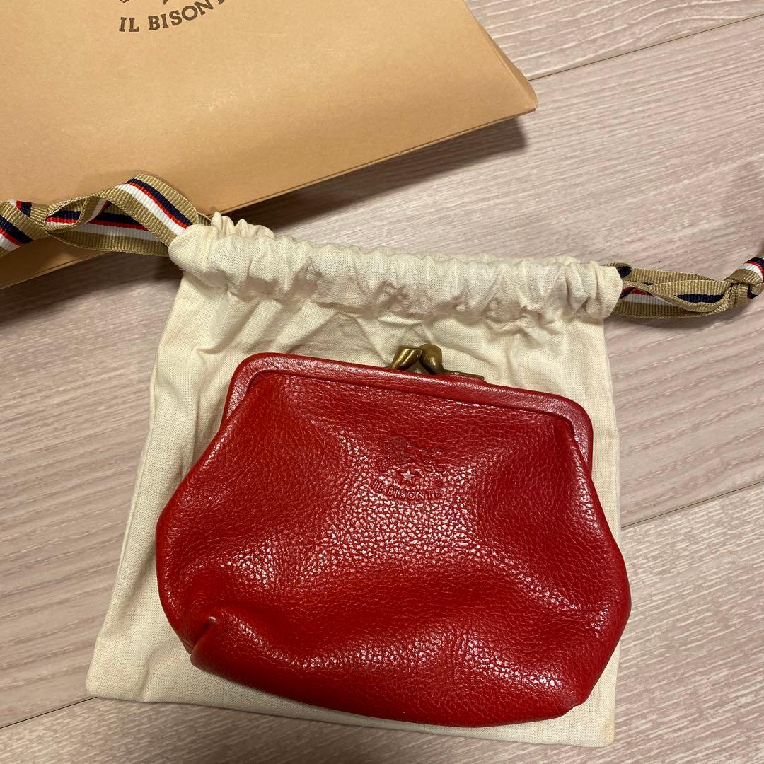IL BISONTE レザー ケース レッド※オリジナル巾着、箱付き