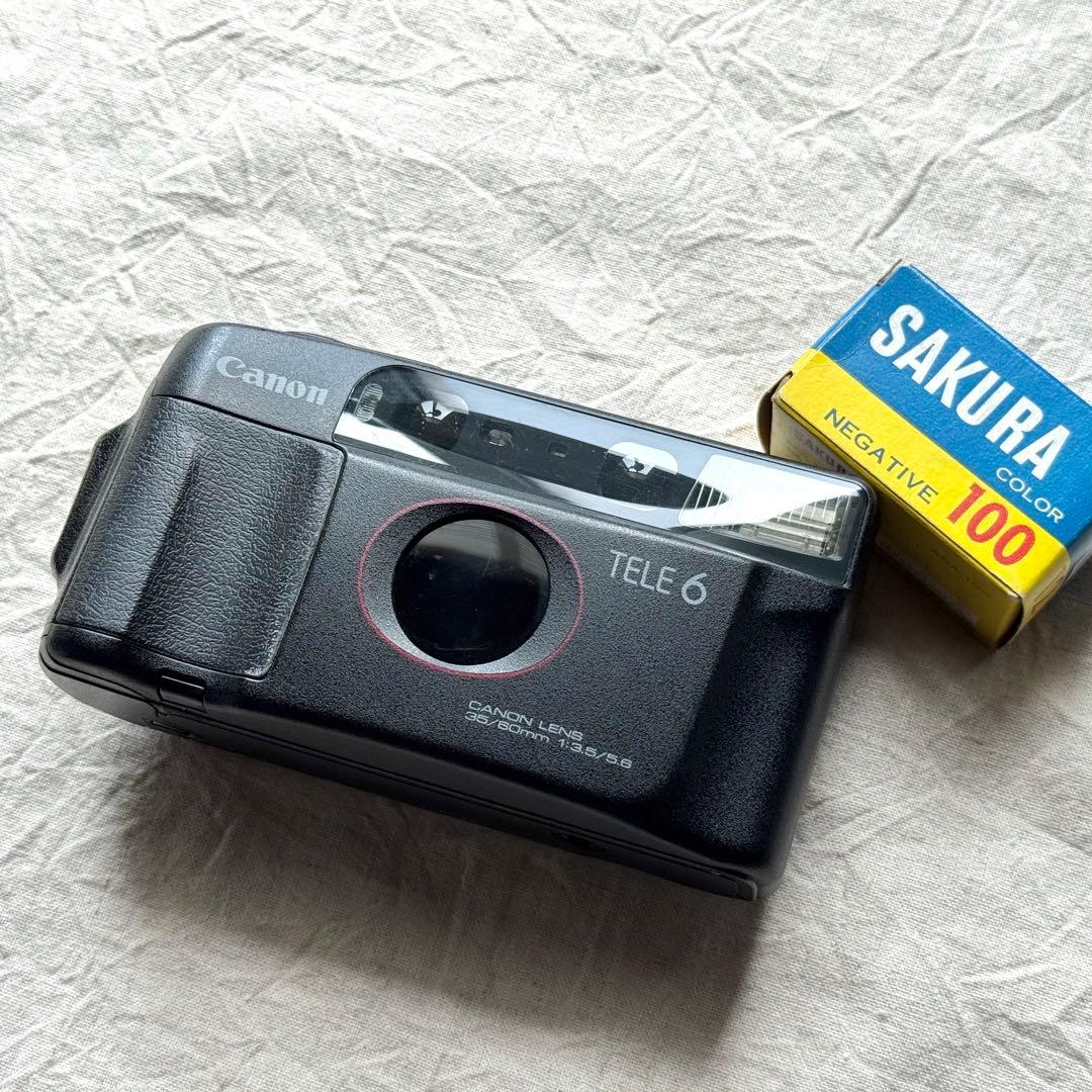 ⌘完動品！ 電池付き、作例あり！ Canon Autoboy TELE 6⌘