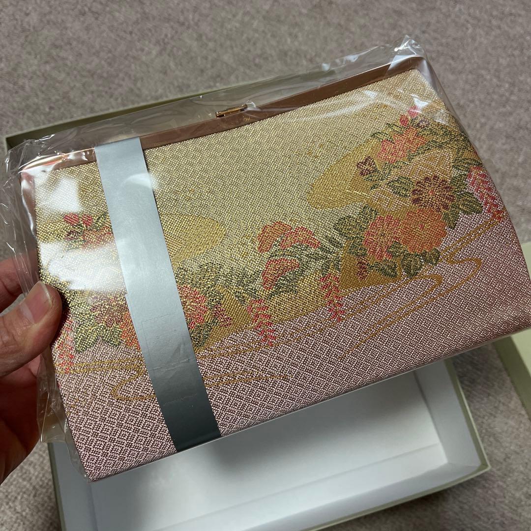 草履とバッグのセット　振袖　ゴールド　ピンク