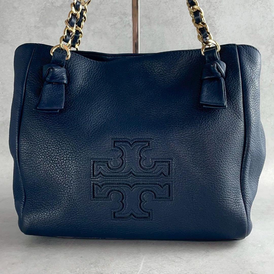 ✨美品✨トリーバーチ　ハンドバッグ　2way クロスボディ　チェーン　レザー　紺