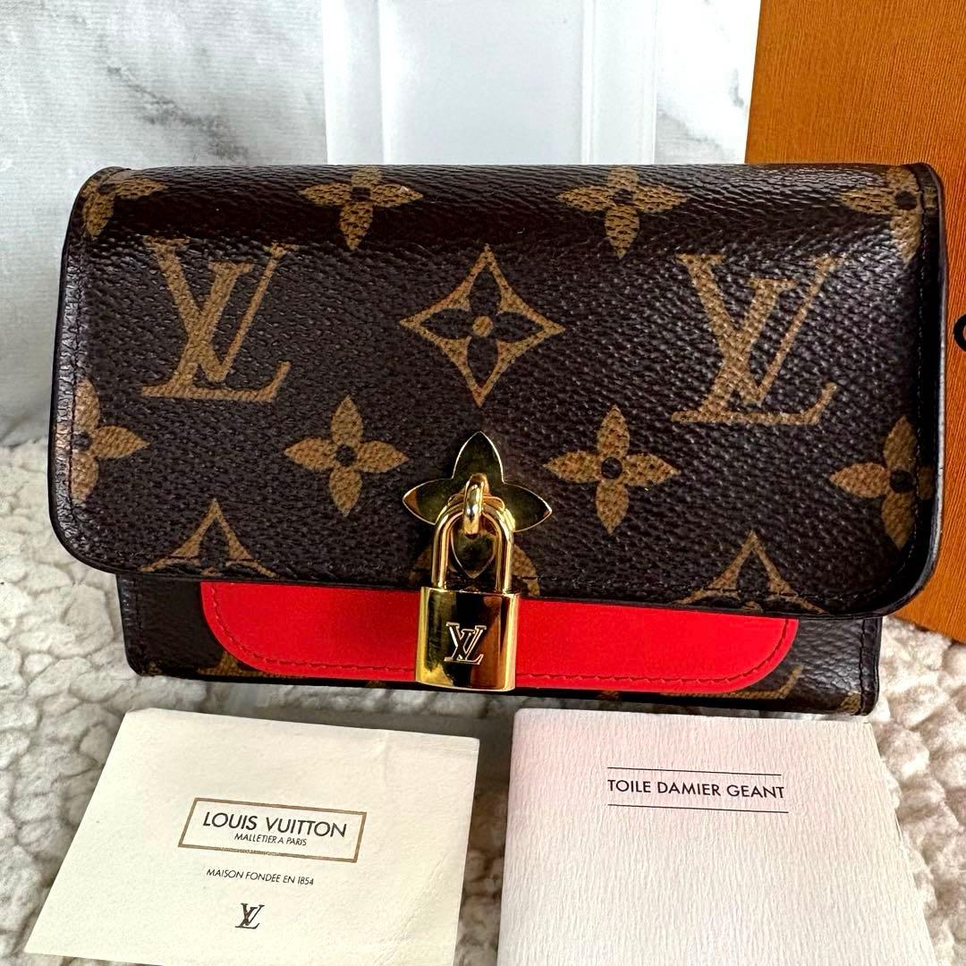 美品 ルイヴィトン ポルトフォイユ フラワー コンパクト 三つ折り財布