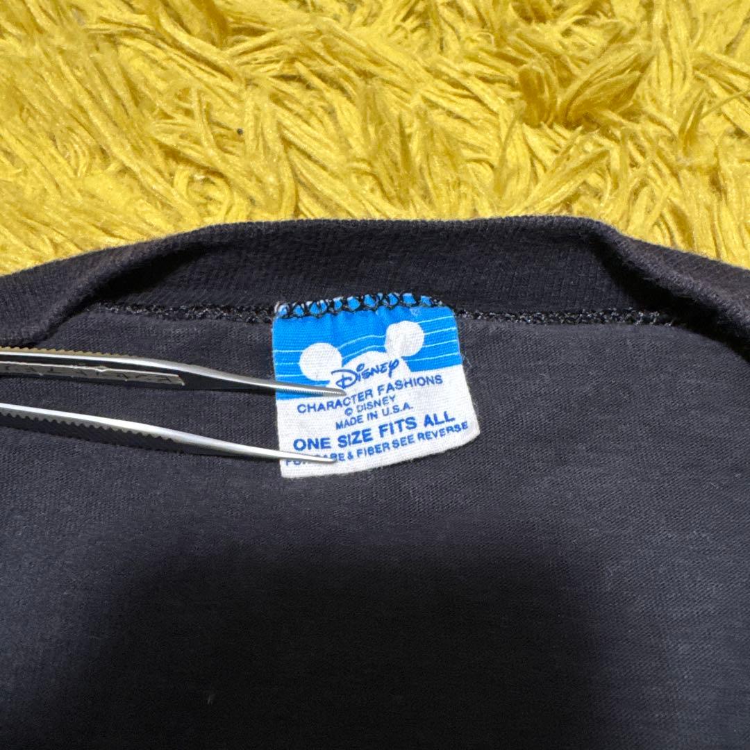 棚*K様 80sヴィンテージミッキーマウスフェイスTシャツ黒XLフェードdisn