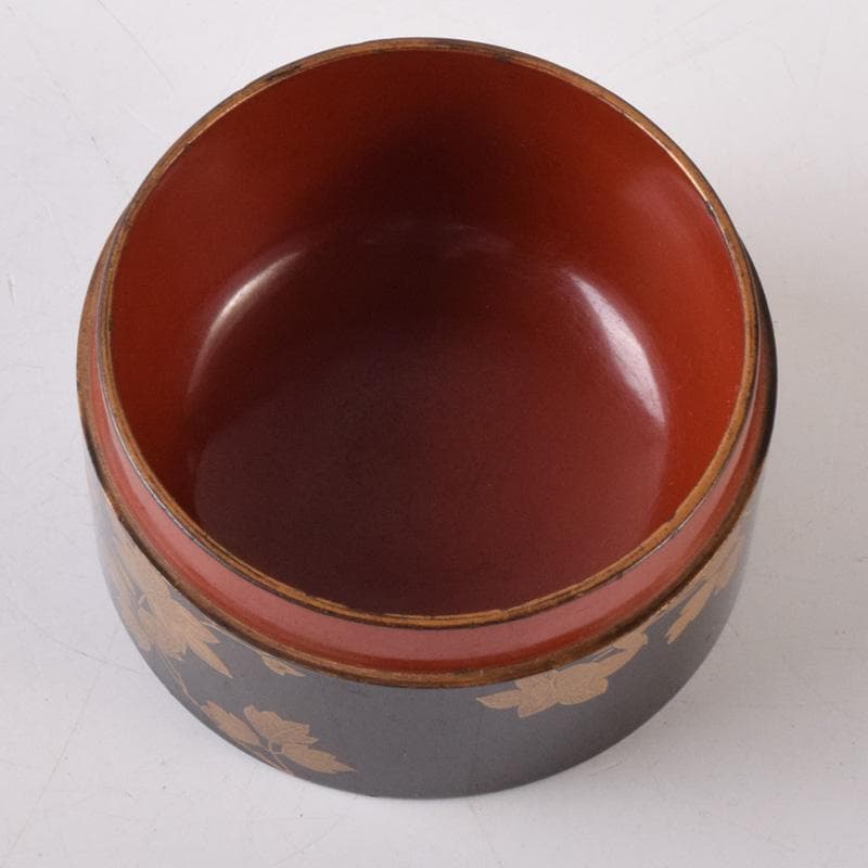 茶道具　漆塗　時代花草蒔絵　香合　時代箱付　V　8233