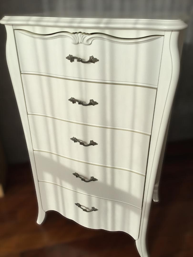 【本日までの出品】ホワイトチェスト５段／東海家具