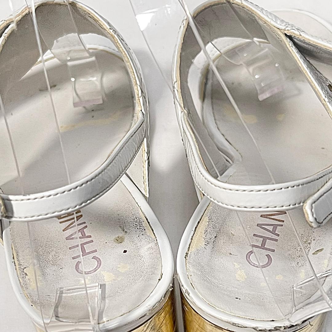 CHANEL シャネル パテント ココマーク サンダル ホワイト 37 1/2